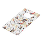 Textuur grappige uil creditkaart flessenopener (Voorkant Gekanteld)