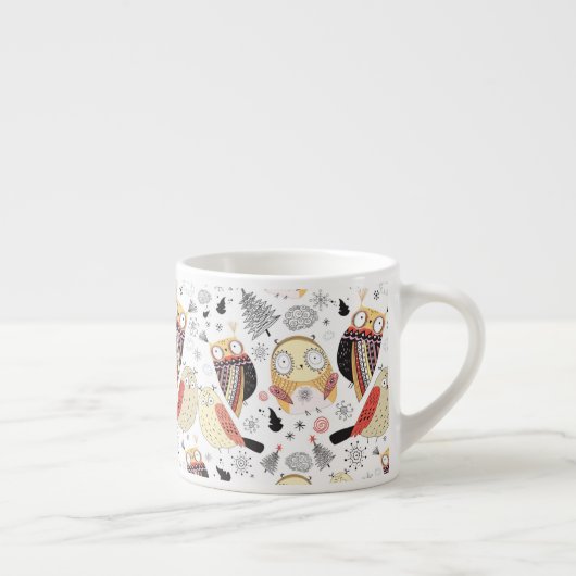 Textuur grappige uil espresso kop (Rechts)