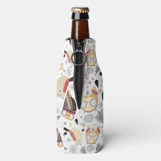 Textuur grappige uil flesjeskoeler (Fles Achterkant)