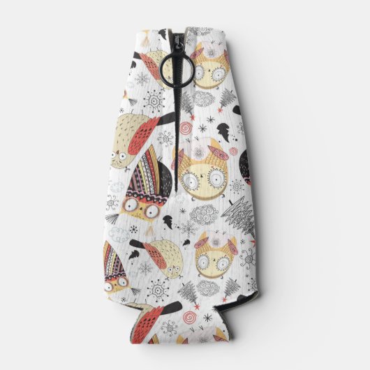 Textuur grappige uil flesjeskoeler (Achterkant)