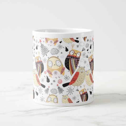 Textuur grappige uil grote koffiekop (Voorkant)
