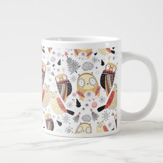 Textuur grappige uil grote koffiekop (Rechts)