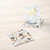 Textuur grappige uil kartonnen onderzetters (Insitu)