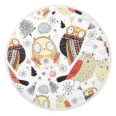 Textuur grappige uil keramische knop (Voorkant)