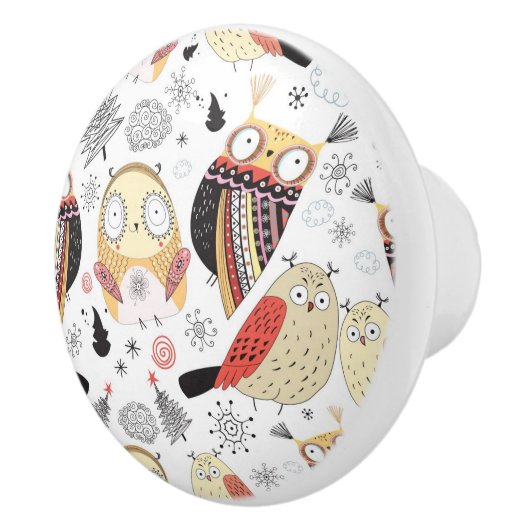 Textuur grappige uil keramische knop (Rechts)