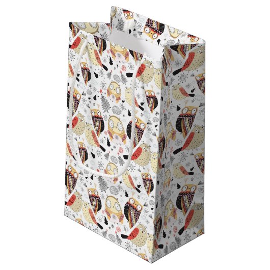 Textuur grappige uil klein cadeauzakje (Achterkant Gekanteld)