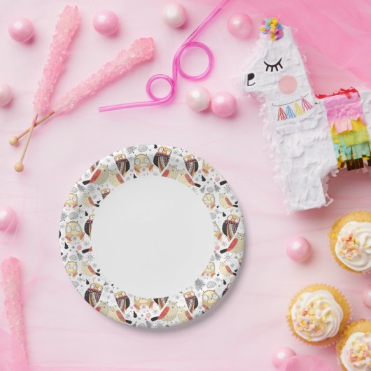 Textuur grappige uil papieren bordje (Feest)