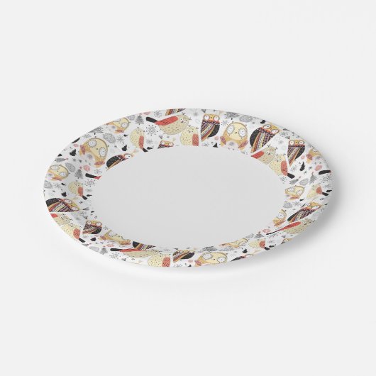 Textuur grappige uil papieren bordje (Gekanteld)