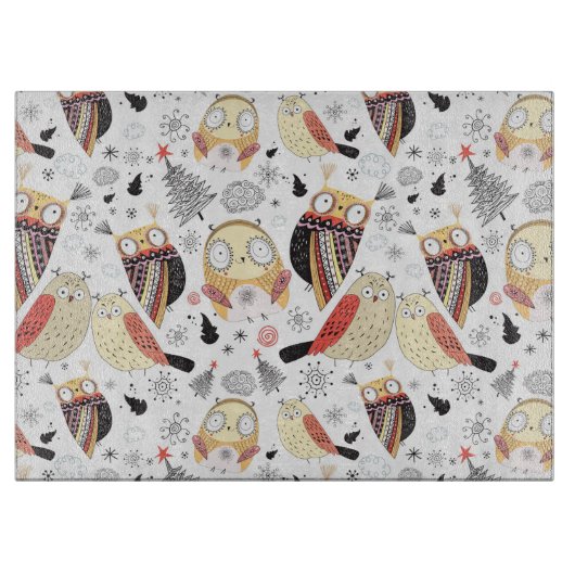 Textuur grappige uil snijplank (Voorkant)
