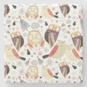 Textuur grappige uil stenen onderzetter (Voorkant)