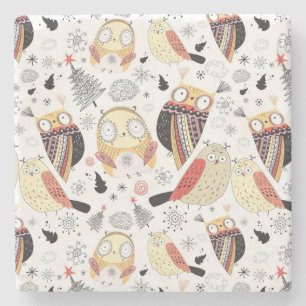 Textuur grappige uil stenen onderzetter