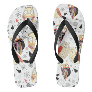 Textuur grappige uil teenslippers