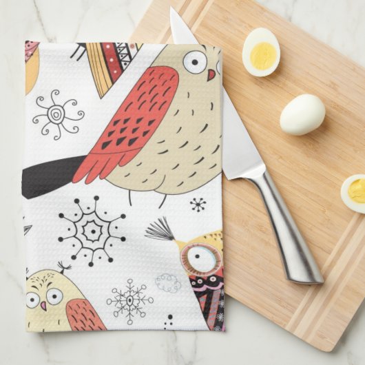 Textuur grappige uil theedoek (Quarter Fold)