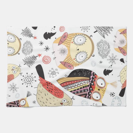 Textuur grappige uil theedoek (Horizontaal)