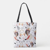 Textuur grappige uil tote bag (Achterkant)