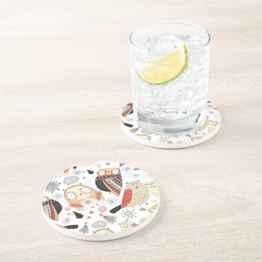 Textuur grappige uil zandsteen onderzetter (Zijkant)