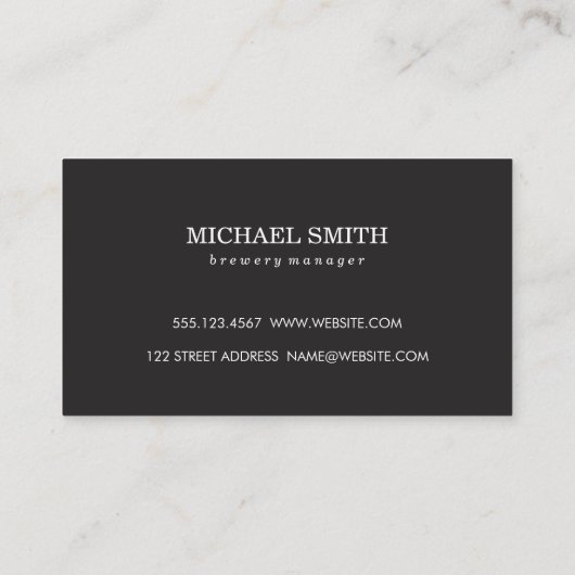 Textuur grijs met bier met monogram visitekaartje (Achterkant)