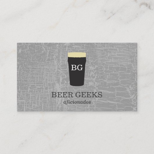 Textuur grijs met bier met monogram visitekaartje (Voorkant)