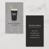 Textuur grijs met bier met monogram visitekaartje (Voorkant / Achterkant)