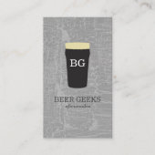Textuur grijs met bier met monogram visitekaartje (Voorkant)