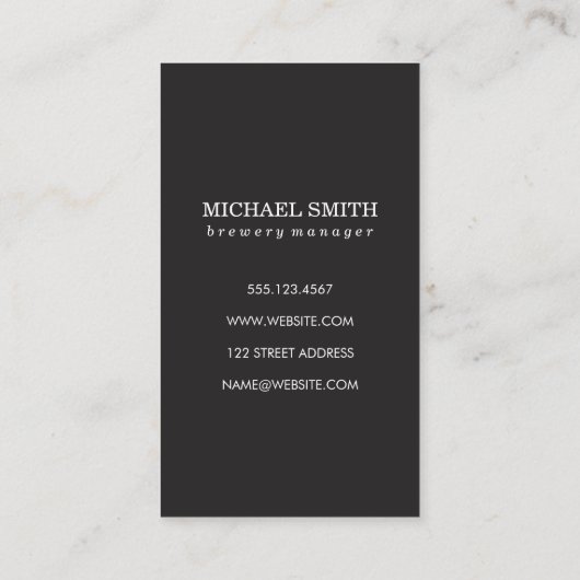 Textuur grijs met bier visitekaartje (Achterkant)