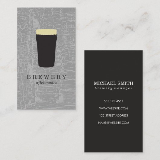 Textuur grijs met bier visitekaartje (Voorkant / Achterkant)