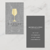 Textuur Grijs met Gouden Wijn Glas Visitekaartje (Voorkant / Achterkant)
