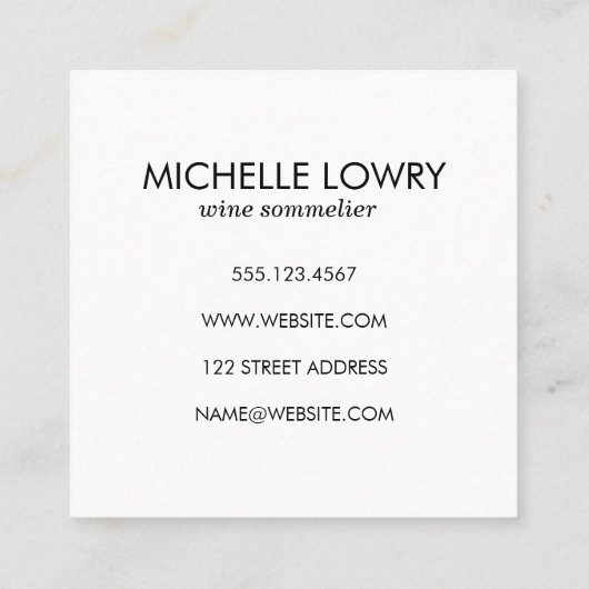 Textuur grijs met rood wijnglas vierkante visitekaartje (Achterkant)