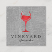 Textuur grijs met rood wijnglas vierkante visitekaartje (Voorkant)