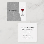 Textuur Grijs met wijnglas Vierkante Visitekaartje (Voorkant / Achterkant)