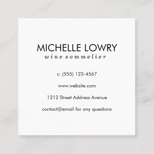 Textuur Grijs met wijnglas Vierkante Visitekaartje (Achterkant)