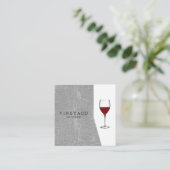 Textuur Grijs met wijnglas Vierkante Visitekaartje (Staand voorkant)