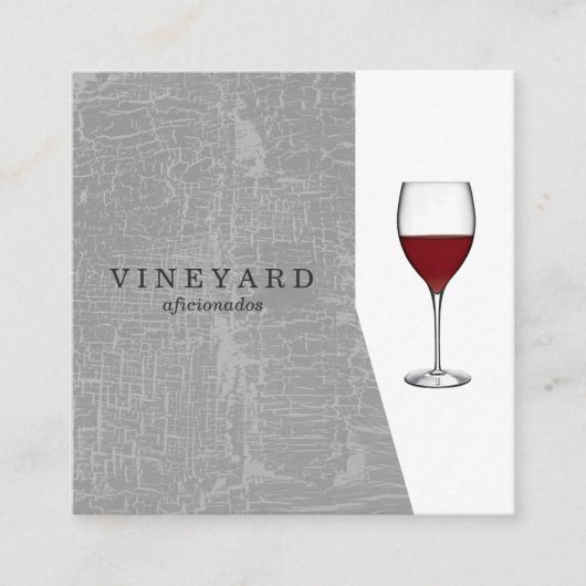 Textuur Grijs met wijnglas Vierkante Visitekaartje (Voorkant)