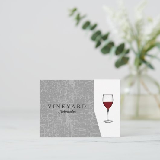 Textuur Grijs met wijnglas Visitekaartje (Staand voorkant)