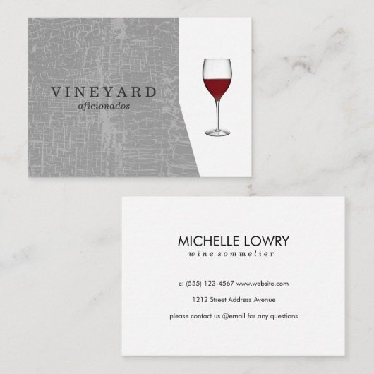 Textuur Grijs met wijnglas Visitekaartje (Voorkant / Achterkant)