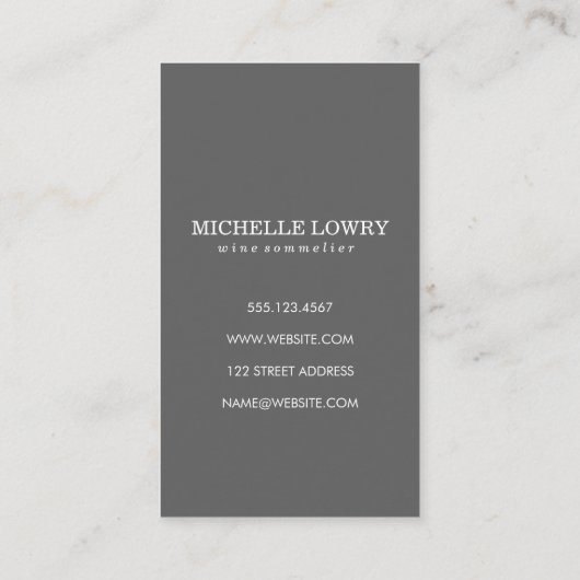 Textuur Grijs met wijnglas Visitekaartje (Achterkant)
