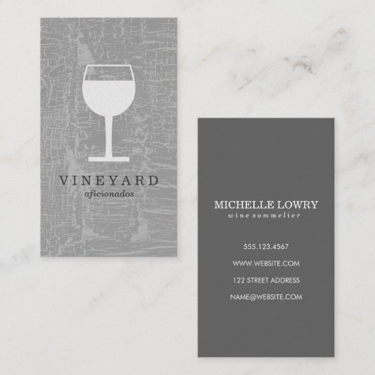Textuur Grijs met wijnglas Visitekaartje (Voorkant / Achterkant)