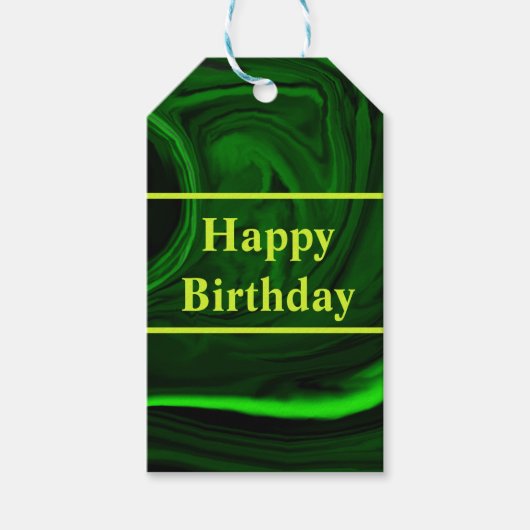 textuur groene malachietsteen, gepersonaliseerd cadeaulabel (Voorkant)