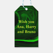 textuur groene malachietsteen, gepersonaliseerd cadeaulabel (Achterkant)