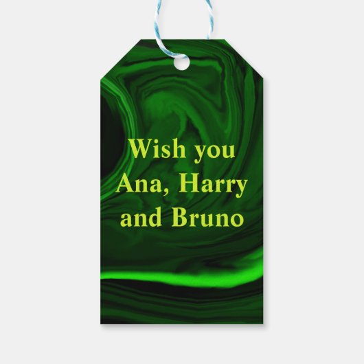 textuur groene malachietsteen, gepersonaliseerd cadeaulabel (Achterkant)