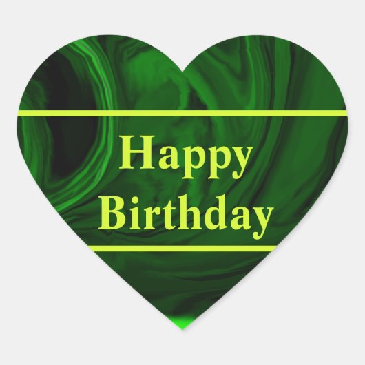 textuur groene malachietsteen, gepersonaliseerd hart sticker (Voorkant)