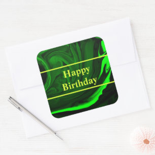 textuur groene malachietsteen, gepersonaliseerd vierkante sticker