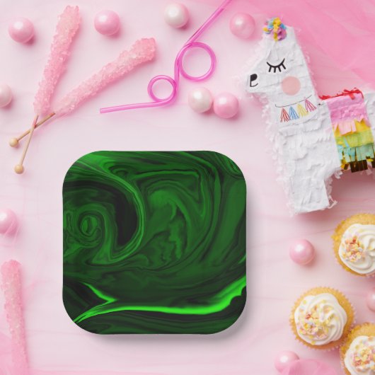 textuur groene malachite papieren bordje (Feest)