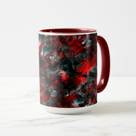 Textuur in verhulde rode bladeren, die op as zijn  mok