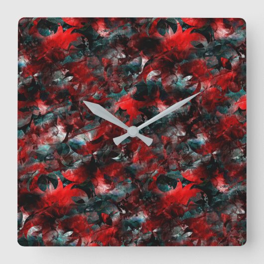 Textuur in verhulde rode bladeren, die op as zijn  vierkante klok (Voorkant)