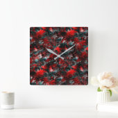 Textuur in verhulde rode bladeren, die op as zijn  vierkante klok (Huis)