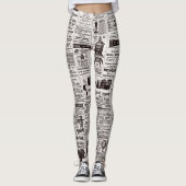 textuur Kranten Leggings (Voorkant)