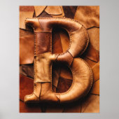 Textuur Leer Patchwork “B” Monogram Poster (Voorkant)