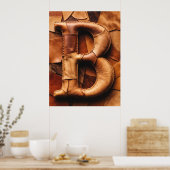 Textuur Leer Patchwork “B” Monogram Poster (Keuken)