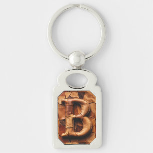 Textuur Leer Patchwork “B” Monogram Sleutelhanger